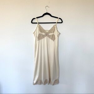 Vintage Beige Lace Trim Slip Dress